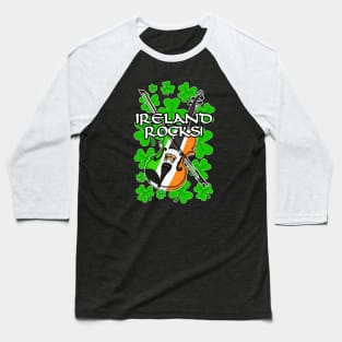 Ireland Rocks Fiddle Irish Flag St Patrick's Day Baseball T-Shirt